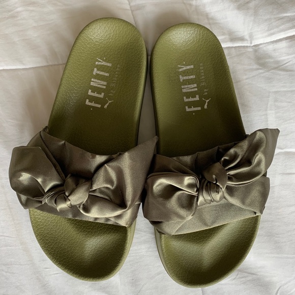 puma slides green